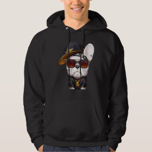Französischer Bulldog-Hip-Hop Super-Star mit Hut u Hoodie