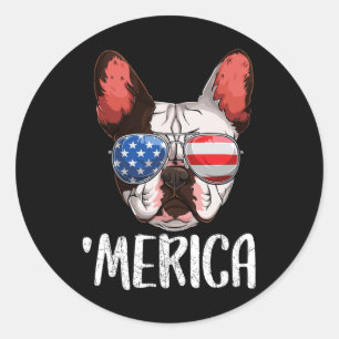 Französischer Bulldog-Hund 4. Juli Amerikanische F Runder Aufkleber