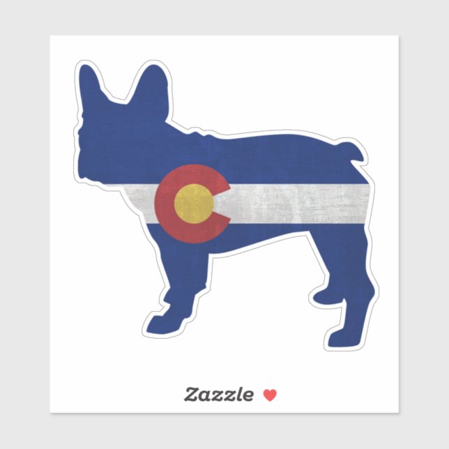 Französischer Bulldog Hund bricht Colorado Flag Aufkleber (Blatt)