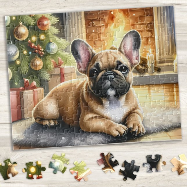 Französischer Bulldog Hund Festive Welpe Weihnacht Puzzle (Von Creator hochgeladen)