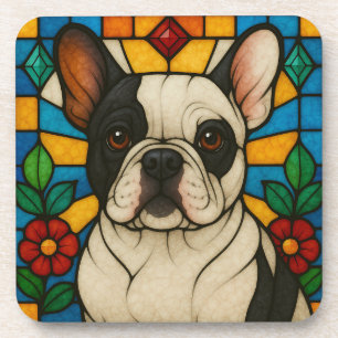 Französischer Bulldog-Hund "gestanztes Glas" Getränkeuntersetzer