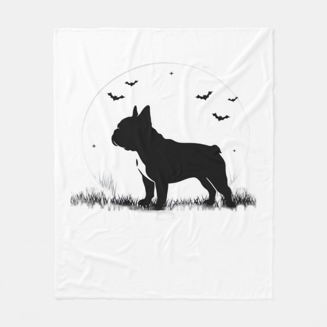 Französischer Bulldog-Hund - Halloween-Silhouette  Fleecedecke (Vorderseite)