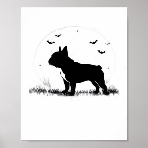 Französischer Bulldog-Hund - Halloween-Silhouette Poster