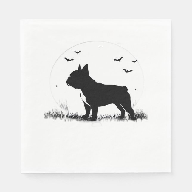 Französischer Bulldog-Hund - Halloween-Silhouette  Serviette (Vorderseite)