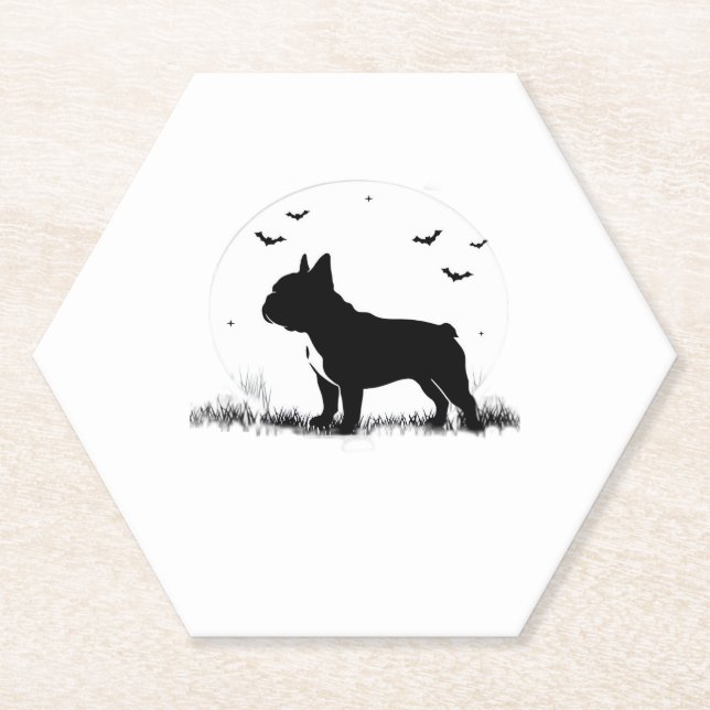 Französischer Bulldog-Hund - Halloween-Silhouette  Untersetzer (Vorderseite)