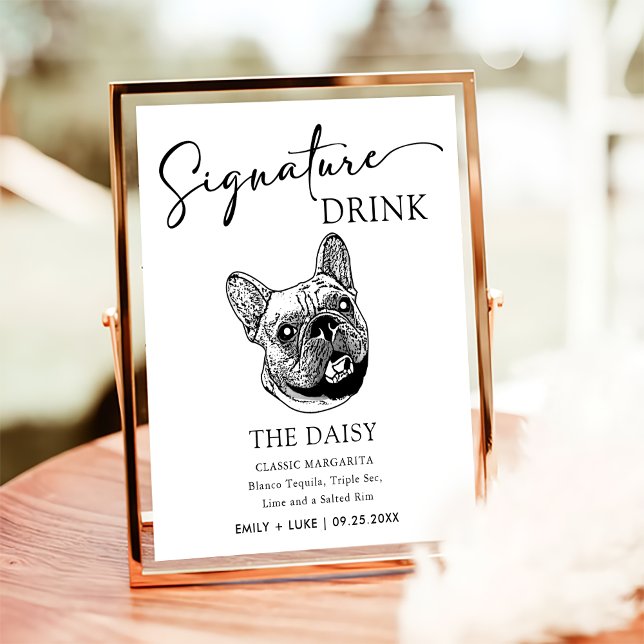 Französischer Bulldog Hund Hochzeit Signature Drin Poster (Von Creator hochgeladen)