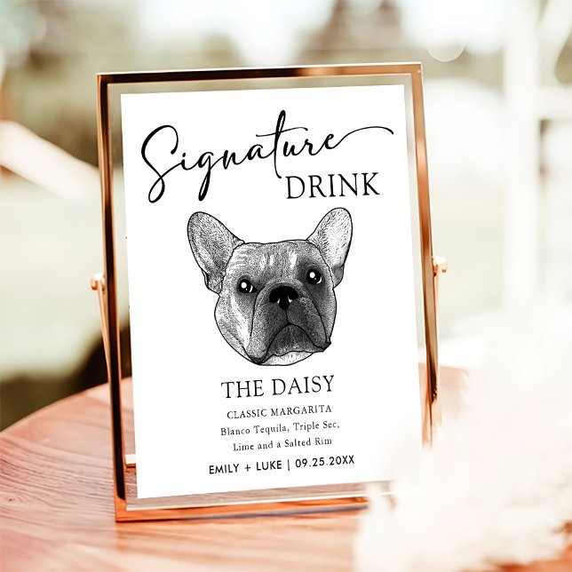 Französischer Bulldog Hund Hochzeit Signature Drin Poster (Von Creator hochgeladen)