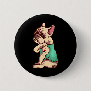Französischer Bulldog Hund I Liebe Mama Tattoo Lov Button
