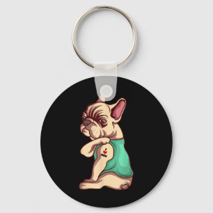 Französischer Bulldog Hund I Liebe Mama Tattoo Lov Schlüsselanhänger