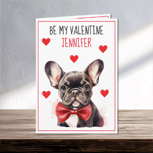 Französischer Bulldog Hund I Woof You Valentine Karte