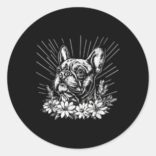 Französischer Bulldog Hund Lover Retro Stil Tattoo Runder Aufkleber