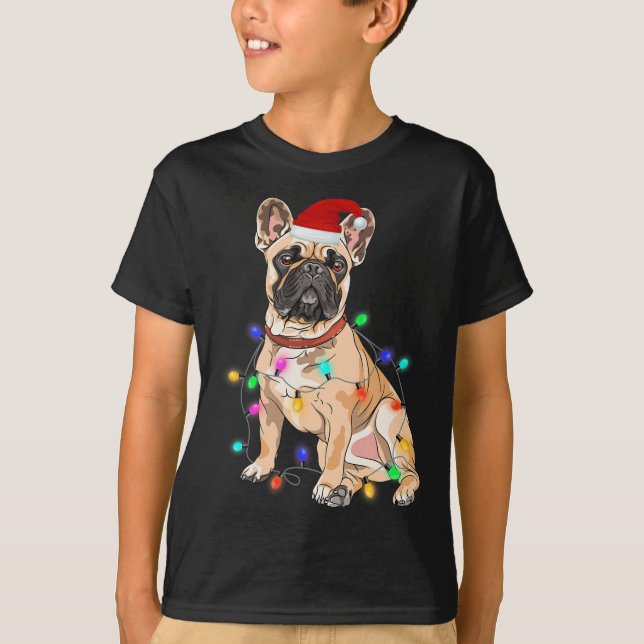 Französischer Bulldog Hund Lover Weihnachtsbaum Li T-Shirt (Vorderseite)