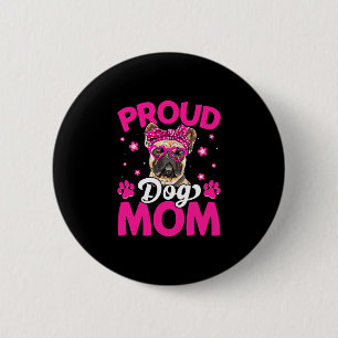 Französischer Bulldog Hund Mama Messy Bun Mother's Button