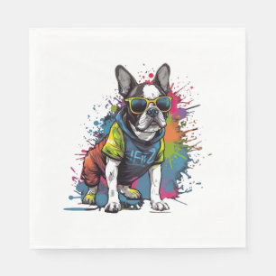 Französischer Bulldog-Hund-Mops für einen Hundebes Serviette