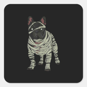 Französischer Bulldog-Hund Mummy Halloween-Geschen Quadratischer Aufkleber