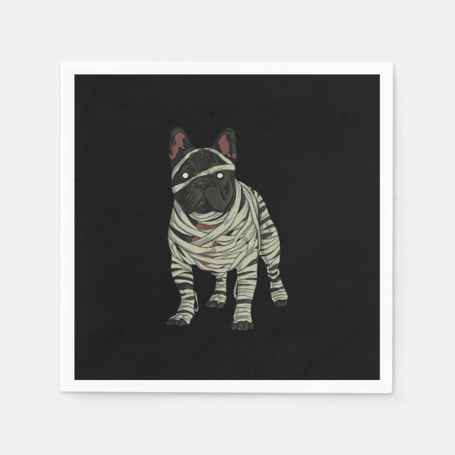 Französischer Bulldog-Hund Mummy Halloween-Geschen Serviette (Vorderseite)