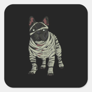 Französischer Bulldog Hund Mummy Halloween Kostüm  Quadratischer Aufkleber
