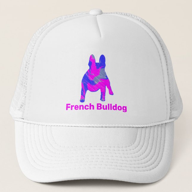 Französischer Bulldog Hund Niedlich rosa Silhouett Truckerkappe (Vorderseite)