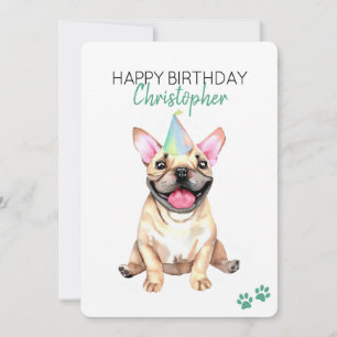 Französischer Bulldog Hund Personalisiert Happy Ge Karte