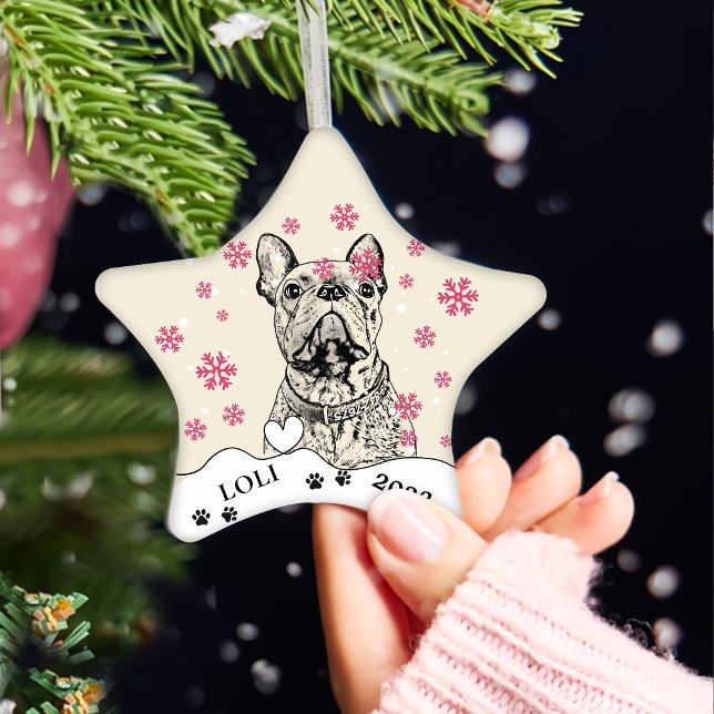 Französischer Bulldog Hund Personalisiert Zeichn Keramik Ornament (Von Creator hochgeladen)