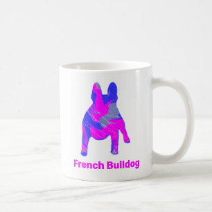 Französischer Bulldog Hund Pink & Blue Abstrakt Wh Kaffeetasse