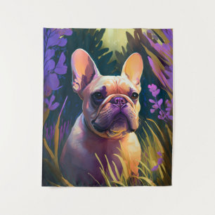 Französischer Bulldog Hund Portrait Painting Pet Wandteppich