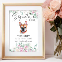 Französischer Bulldog-Hund Signature Drink-Zeichen