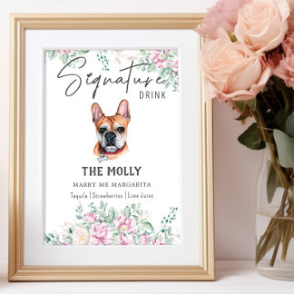 Französischer Bulldog-Hund Signature Drink-Zeichen Poster
