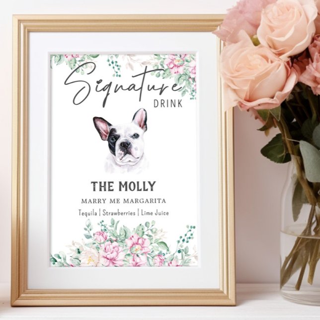 Französischer Bulldog-Hund Signature Drink-Zeichen Poster (Von Creator hochgeladen)
