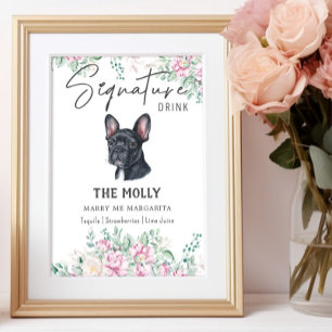 Französischer Bulldog-Hund Signature Drink-Zeichen Poster