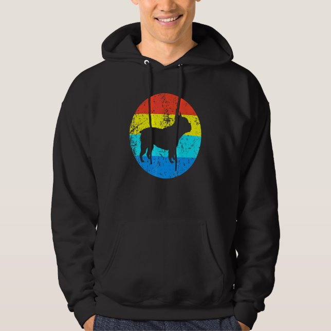 Französischer Bulldog Hund Silhouette Retro 1970er Hoodie (Vorderseite)