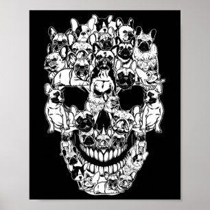 Französischer Bulldog-Hund Skull Kostüm Halloween Poster