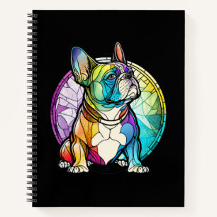 Französischer Bulldog Hund Tierportrait gestanztes Notizbuch