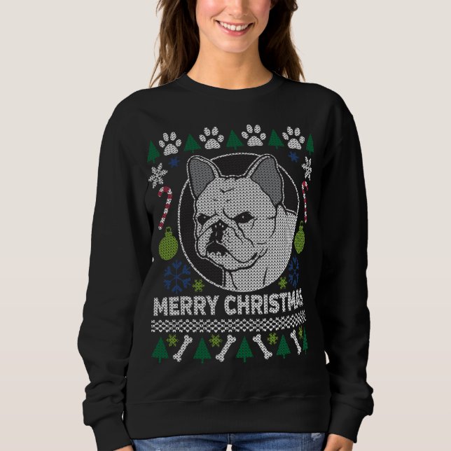 Französischer Bulldog Hund züchten Ugly Christmas  Sweatshirt (Vorderseite)