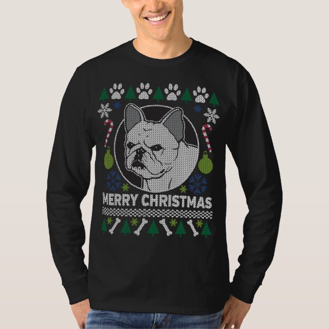 Französischer Bulldog Hund züchten Ugly Christmas  T-Shirt (Vorderseite)