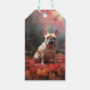 Französischer Bulldog im Herbst Leaves Fall Inspir Geschenkanhänger