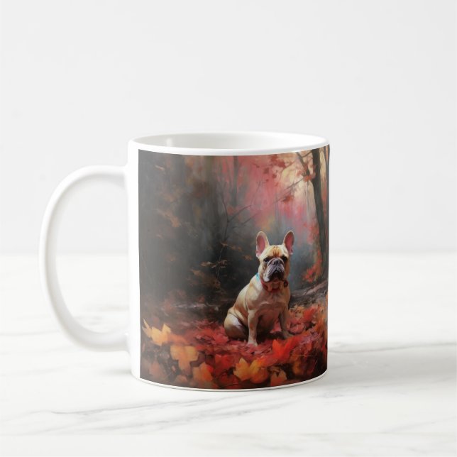Französischer Bulldog im Herbst Leaves Fall Inspir Kaffeetasse (Links)
