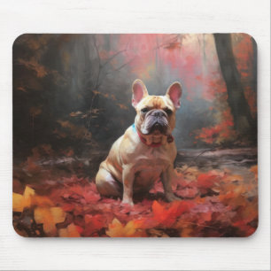 Französischer Bulldog im Herbst Leaves Fall Inspir Mousepad
