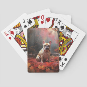 Französischer Bulldog im Herbst Leaves Fall Inspir Spielkarten