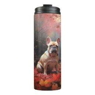 Französischer Bulldog im Herbst Leaves Fall Inspir Thermosbecher