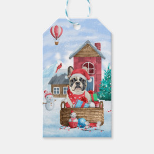 Französischer Bulldog im Schnee Weihnachts-Hundeha Geschenkanhänger