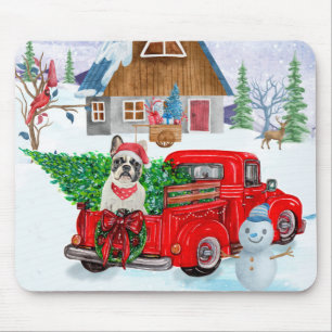 Französischer Bulldog in Christmas Delivery LKW Sc Mousepad