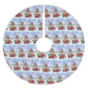 Französischer Bulldog in Christmas Delivery LKW Sc Polyester Weihnachtsbaumdecke