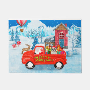 Französischer Bulldog in Christmas Delivery Truck Fußmatte