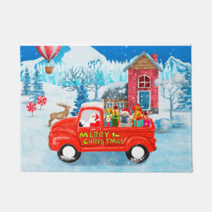 Französischer Bulldog in Christmas Delivery Truck Fußmatte