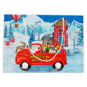 Französischer Bulldog in Christmas Delivery Truck Große Geschenktüte