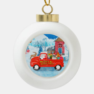 Französischer Bulldog in Christmas Delivery Truck  Keramik Kugel-Ornament