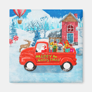 Französischer Bulldog in Christmas Delivery Truck  Magnet