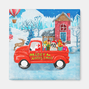 Französischer Bulldog in Christmas Delivery Truck  Magnet