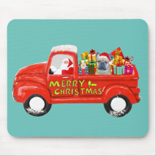 Französischer Bulldog in Christmas Delivery Truck Mousepad